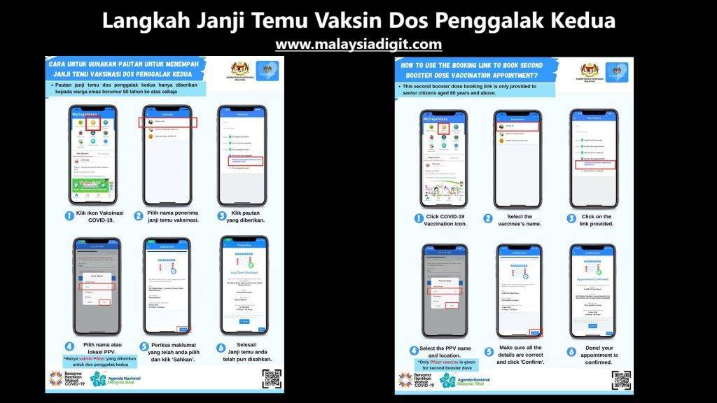 Langkah Janji Temu Vaksin Dos Penggalak Kedua